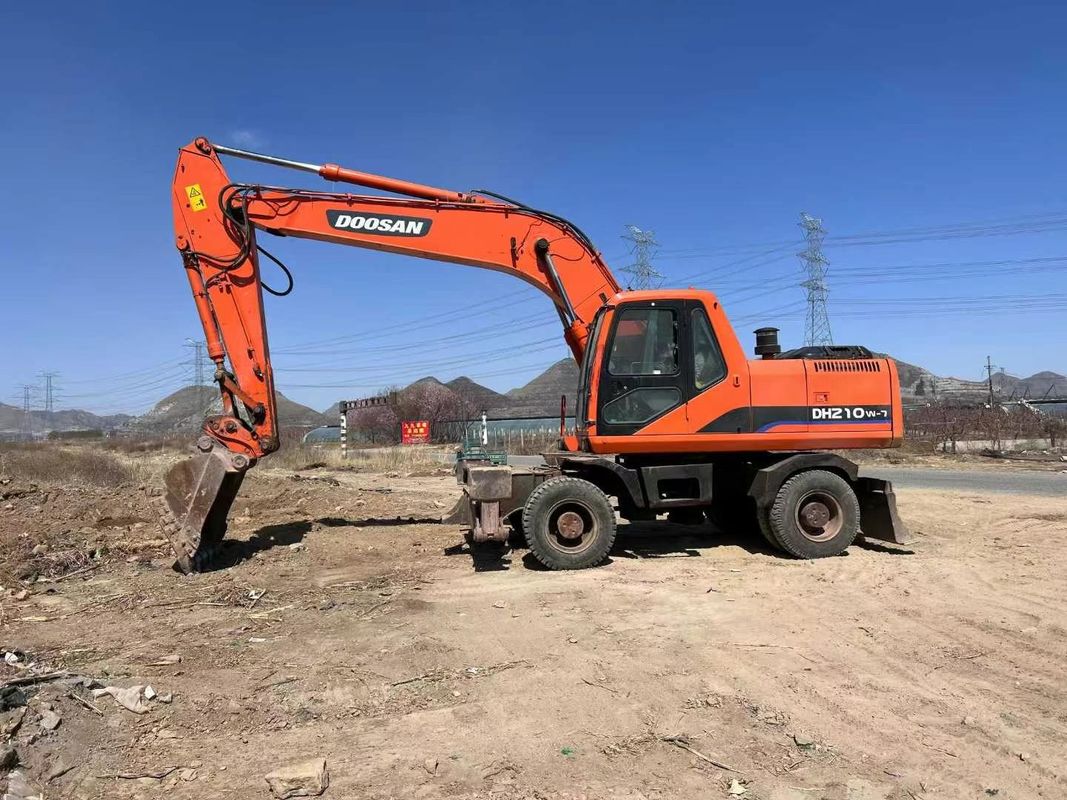 Использованный колесный экскаватор Doosan DH210 с гидравлическим приводом, высокое качество, подержанная строительная машина