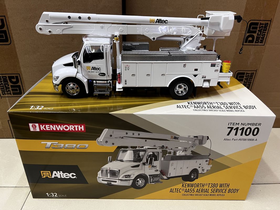 DM 1/32 Kenworth T380 Воздушная рабочая платформа Грузовик Сплав строительного транспортного средства модели 71100